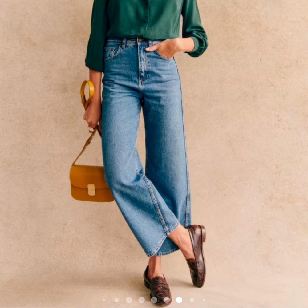 Sezane Crop Wide Leg Jeans size 40/8 Organic Cotton
